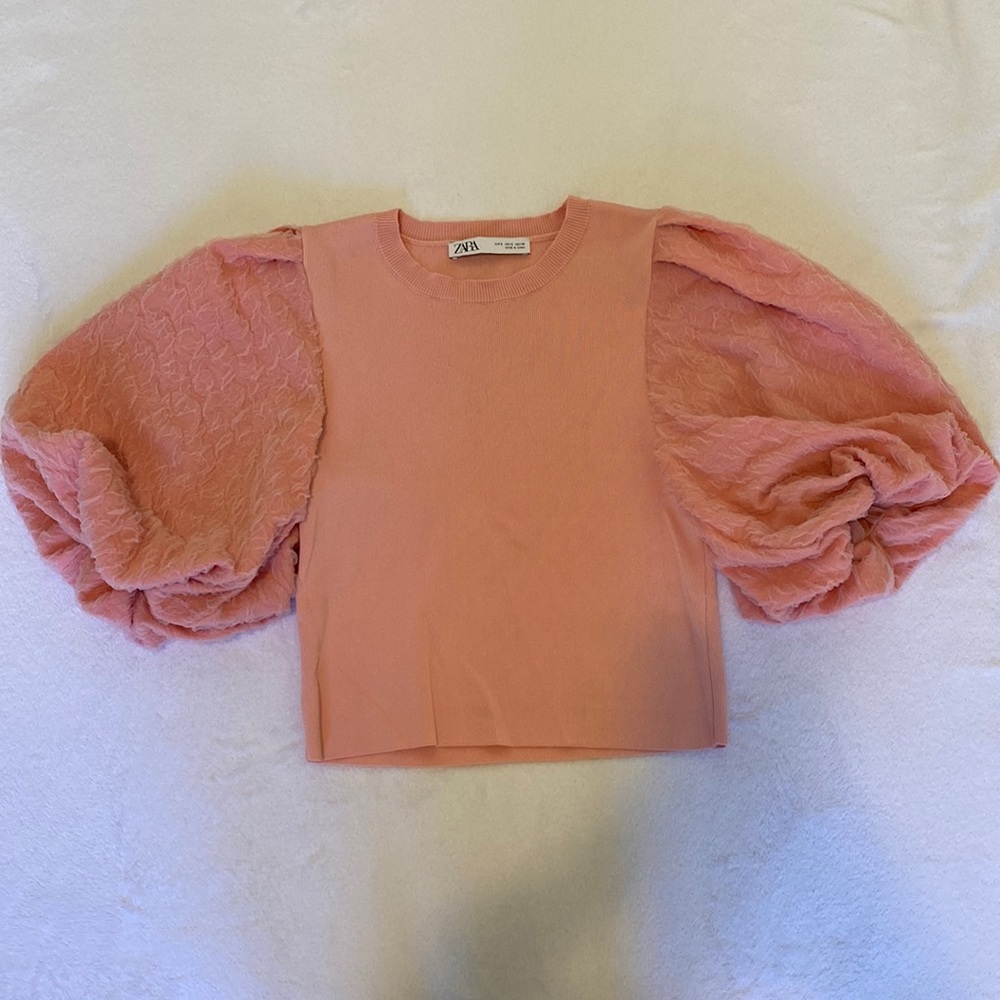 ZARA Pink Puff Sleeve Top